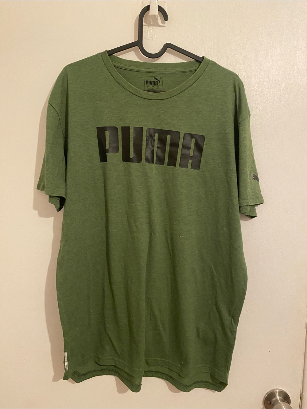 Puma Olive Green Short Sleeve Tee with Black Logo